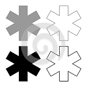 Medical symbol Emergency sign Star of life Service concept icon outline set black grey color vector illustration flat style image