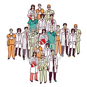 Medical symbol group doctors isolated color