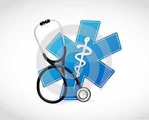 medical symbol and stethoscope illustration design