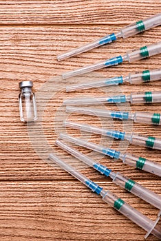 Medical syringe close-up. syringes on the table