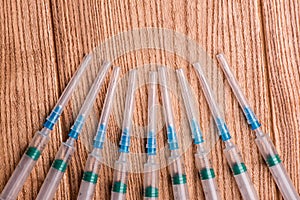 Medical syringe close-up. syringes on the table