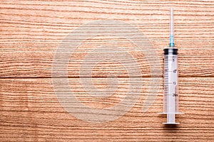 Medical syringe close-up. syringes on the table