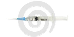Medical syringe with injection solution.