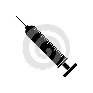 Medical syringe for injection on white background. Vector illustration.