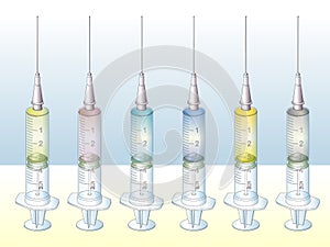 Medical syringe for injections, vector illustration