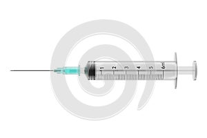 Medical syringe isolated in white background. 3D rendering illustration