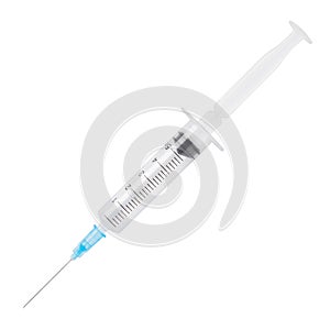 Medical syringe isolated on white background - 5  ml.