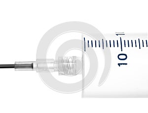 Medical syringe isolated on white background