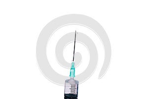 Medical syringe isolated on a white background. macro photo