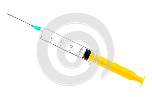 Medical syringe isolated on white background. macro photography