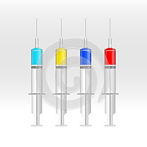 Medical Syringe with liquid colors inside