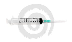 Medical syringe with a needle. Isolate on white
