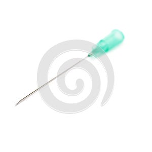 Medical syringe needle isolated over white background