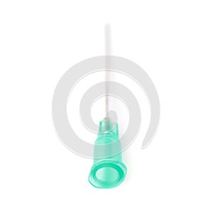 Medical syringe needle isolated over white background