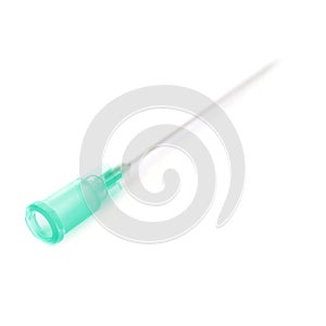 Medical syringe needle isolated over white background