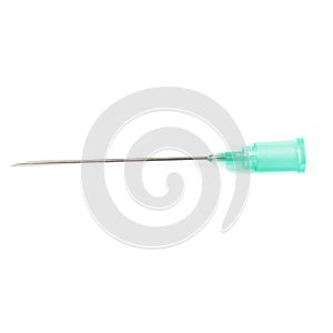 Medical syringe needle isolated over white background