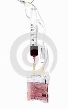 Medical syringe and perfusion photo