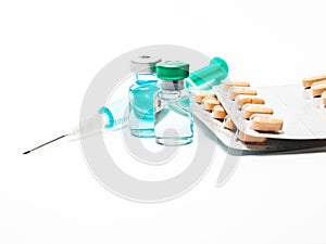 Medical syringe and phials