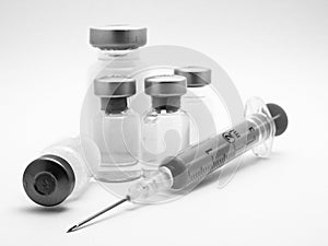 Medical syringe and phials