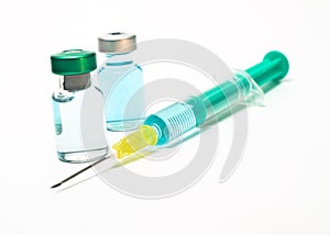 Medical syringe and phials