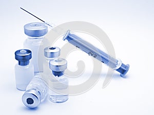 Medical syringe and phials