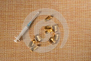 Medical syringe with pills