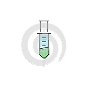 Medical syringe vector icon symbol isolated on white background