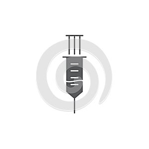 Medical syringe vector icon symbol isolated on white background