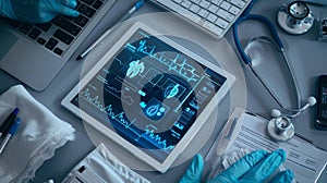 The medical tablet with diagnostics.AI generated image