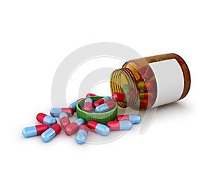 Medical tablets in a jar of glass