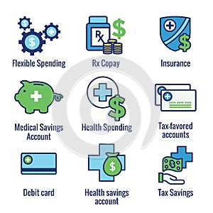 Medical Tax Savings - Health savings account or flexible spending account has HSA, FSA, tax-sheltered savings