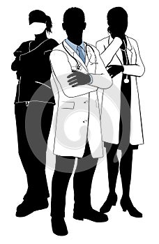 Medical team doctor silhouettes