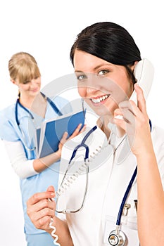 Medical team doctor young nurse female smiling