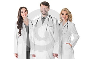 Medical team of doctors isolated