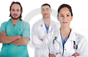 Medical team of Doctors and male nurse
