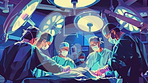 Medical team performing surgery in operating room