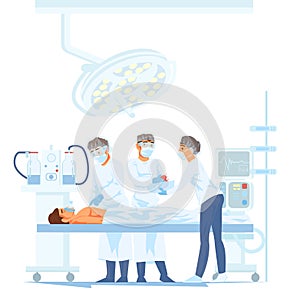 Medical Team Performing Surgical Operation in Modern Operating Room.