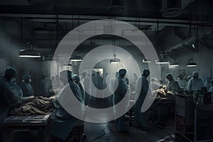 Medical Team Performing Surgical Operation in Modern Operating Room. Neural network AI generated