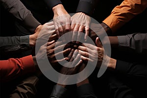 Medical team\'s hands unite, symbolizing teamwork