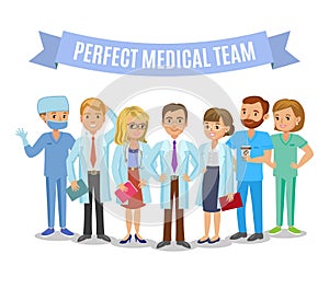 Medical team. Set of hospital medical staff. Doctors, nurses