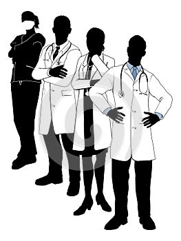 Medical team silhouettes