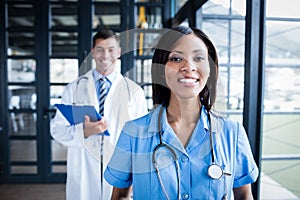 Medical team smiling at camera together