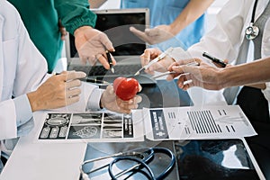 Medical team working on digital tablet healthcare doctor technology tablet using computer analyzed the results of medical reports