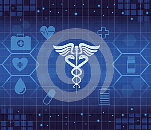 medical tech with caduceus symbol