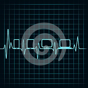 Medical technology concept -heartbeat gadgets icon