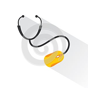 Medical Technology concept with stethoscope and computer mouse