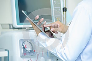 Medical technology,doctor using digital tablet with screen interface