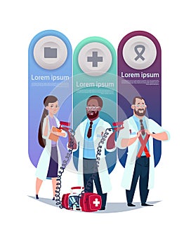 Medical Template Infographic Elements Background With Team Of Doctors