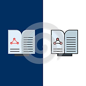 Medical, Test, Report, Book  Icons. Flat and Line Filled Icon Set Vector Blue Background