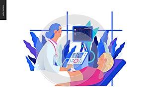 Medical tests Blue illustration - ultrosound